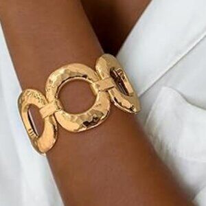 Chunky Gold Bangles Bracelet Cuban Jewelry Stunning !!